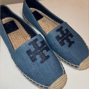Tory Burch Blue and Beige Flats